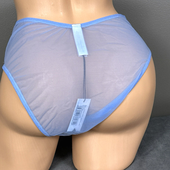 Playful Promises Fallon High Waist Lace & Mesh Briefs Panty US Size 8 UK 12 Blue - Picture 3 of 9
